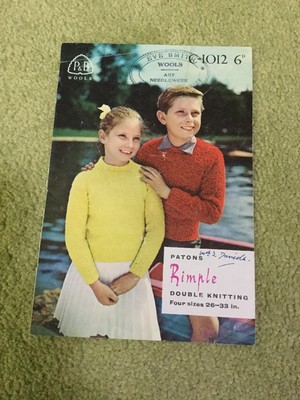Vintage P&B Wools C-1012 Patons Kind Junge Mädchen Rimple Pullover Strickmuster