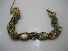 Goldette 1960'S Vintage 11 Charm Slide Bracelet Victorian Revival New York