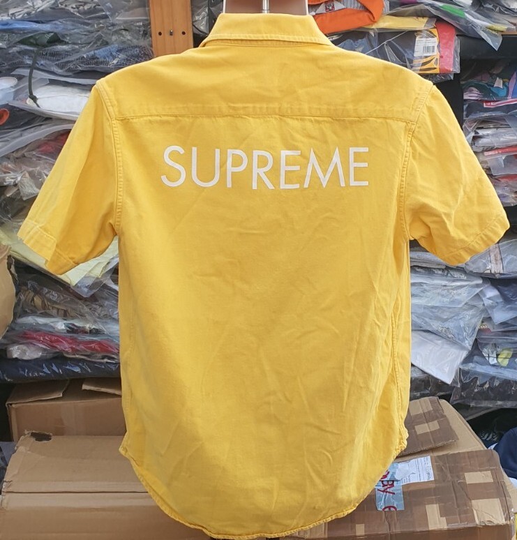 SS15 Supreme Classic logo S/S Denim Shirt short sleeve size M 