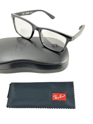 Ray Ban NEUF montures de mode carrées noires 53-17-145 lunettes RX7025 objectif de démonstration - Photo 1/11