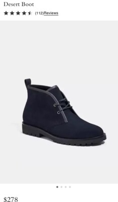Coach Men's Desert Boot in Beautiful Dark Navy Suede Size Men