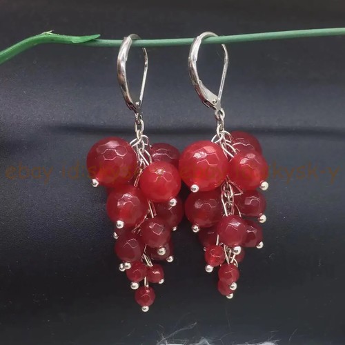 Silver Plate Girl Sapphire Beads Sterling Hook Dangle Earrings