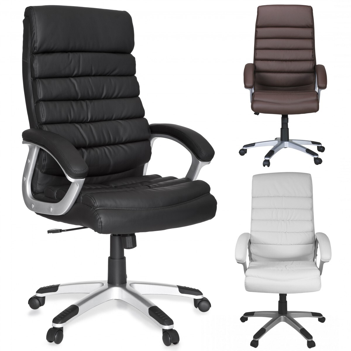 FineBuy Silla de Escritorio Ruedas Giratoria Cuero Sintético Respaldo Oficina