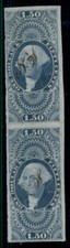 US #R78a, $1.50 Inland Exchange, Imperf pair, used, VF, Miller cert, Scott $200