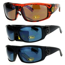 SA106 Lion Emblem Thick Plastic Mens Luxury Biker Sport Sunglasses