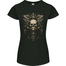 Cosmic Skull With Wings Womens Petite Cut T-Shirt