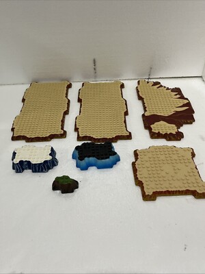 Mega Bloks Terrain Base Plates Lot of Water Grass Stream Rocks Volcano Mountains