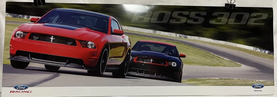 Rare NOS 2012 Ford Racing Boss 302 Mustang 2 Sided Heavy Stock Dealership Poster - Image 2 of 2