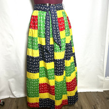 Vintage Talbots Sz S Patchwork Eyelet Bandana Ditsy Floral Boho Maxi Skirt