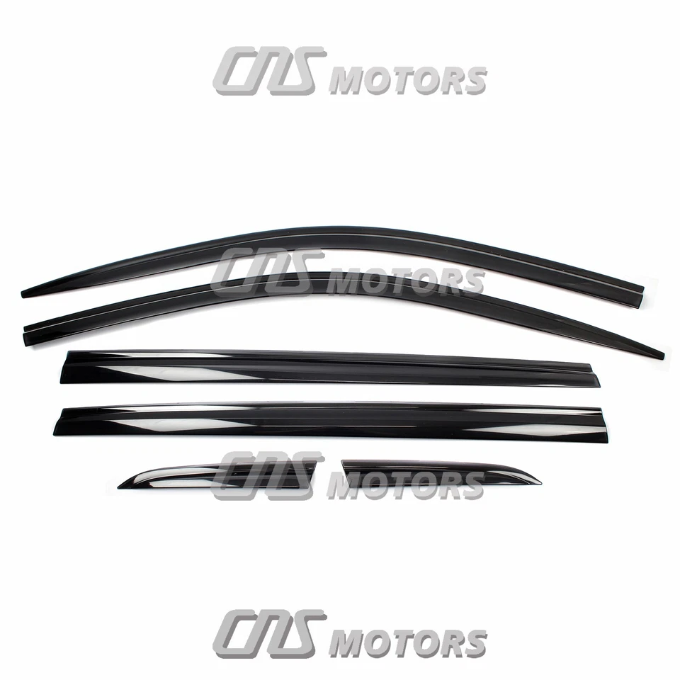 Black Smoked Window Sun Visor Rain Guards 6pcs for 2018-2023 Volkswagen Tiguan Foto 2 de 4