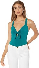 BCBGeneration 241437 Womens Casual Knot-Front Bodysuit Solid Sea Size Small