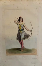 Deveria. Amazona s VIII. Original color lithograph. Paris 1844