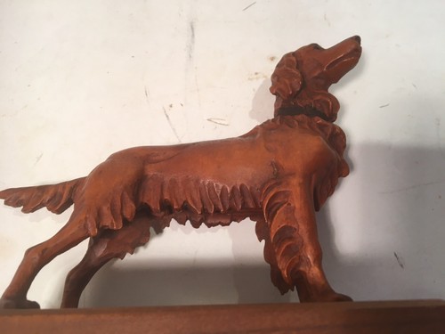 ANTIQUE VINTAGE ANRI ITALY WOOD CARVED DOG IRISH SETTER - Picture 6 of 9