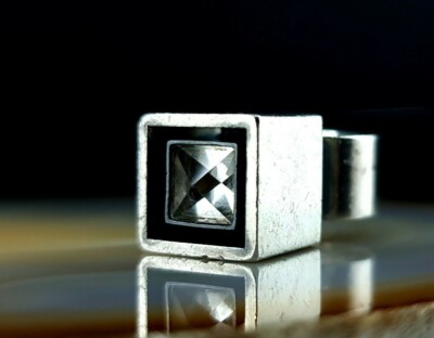 Ring Silber 925 Hans Hansen Bergkristall XXL 16,8 mm Modernist massiv 