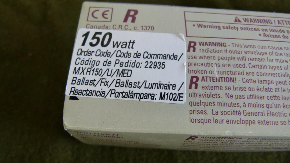 Lote de 2 - GE 22935 - MXR150/U/MED Multi-Vapor Haluro Metal Bombilla HID Foto 4 de 4