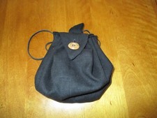 Unisex Medieval/Renaissance Black Linen blend fabric, leather lacing coin pouch