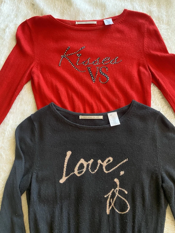 Victoria's Secret Vintage Años 90 Suéter Lote 2 Rojo Y Negro Talla Med Foto 2 de 4