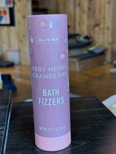 New  Sealed OLIVINA Bath Fizzers Fizzies Very Merry Cranberry 6-1 Oz Balls