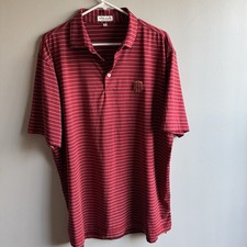 Peter Millar Men's Summer Comfort Golf Polo Shirt Size Large Maroon Gray Striped