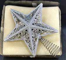 Star Tree Topper Metal Silver Sparkle 11"
