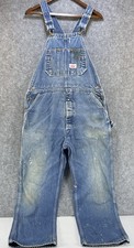 Vintage Round House Denim Overalls 38x32 Made USA Distressed Paint Splatter