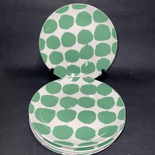 Four Habitat Abstract Green Circles Salad Plates.  Diameter 8 1/8"