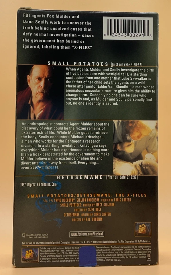 The X-Files - Small Potatoes / Gethsemane VHS **Buy 2 Get 1 Free** - Image 2 of 3