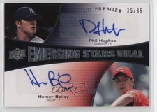 2008 UD Premier Emerging Stars Dual 35/35 Homer Bailey Phil Hughes Auto 0o48