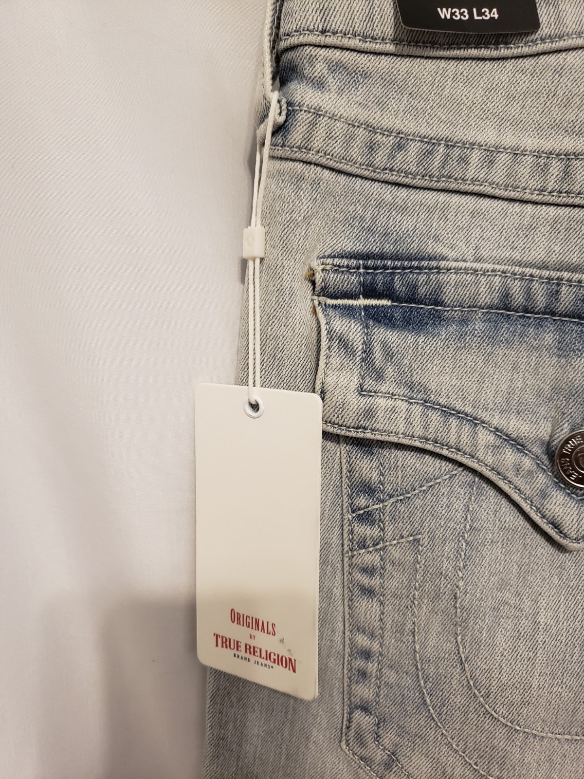 True Religion RICKY Relaxed Straight Jeans 33x34 Blue Drover Light Wash thumbnail 11