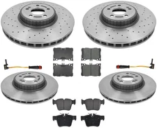 Front & Rear Coated Rotors & EPS Brake Pads For Mercedes Benz C43 AMG 2017-2022