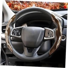 2 Pc Car Carbon Fiber Steering Wheel Cover, Anti-Skid  2 PCS Sleek Glod Black