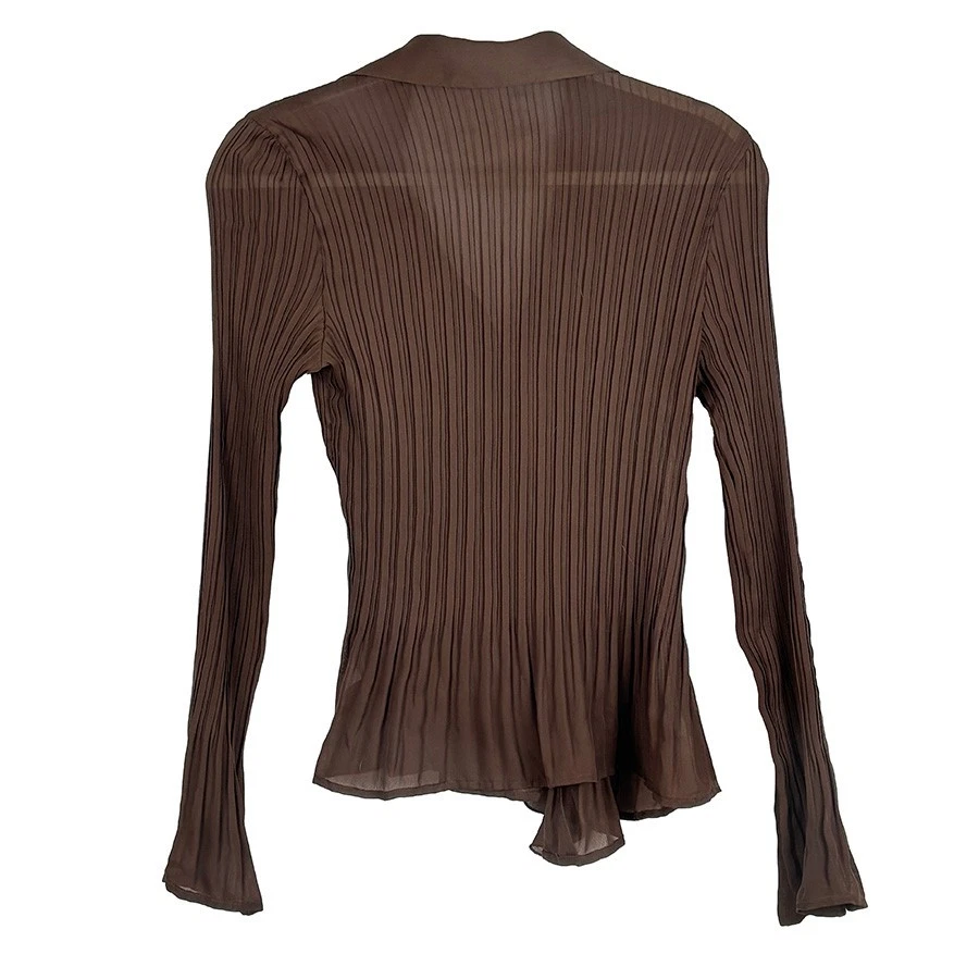 Blusa Sunny Leigh Y2K vintage mocha mousse acordeão franzido babado tamanho M - Imagem 3 de 3