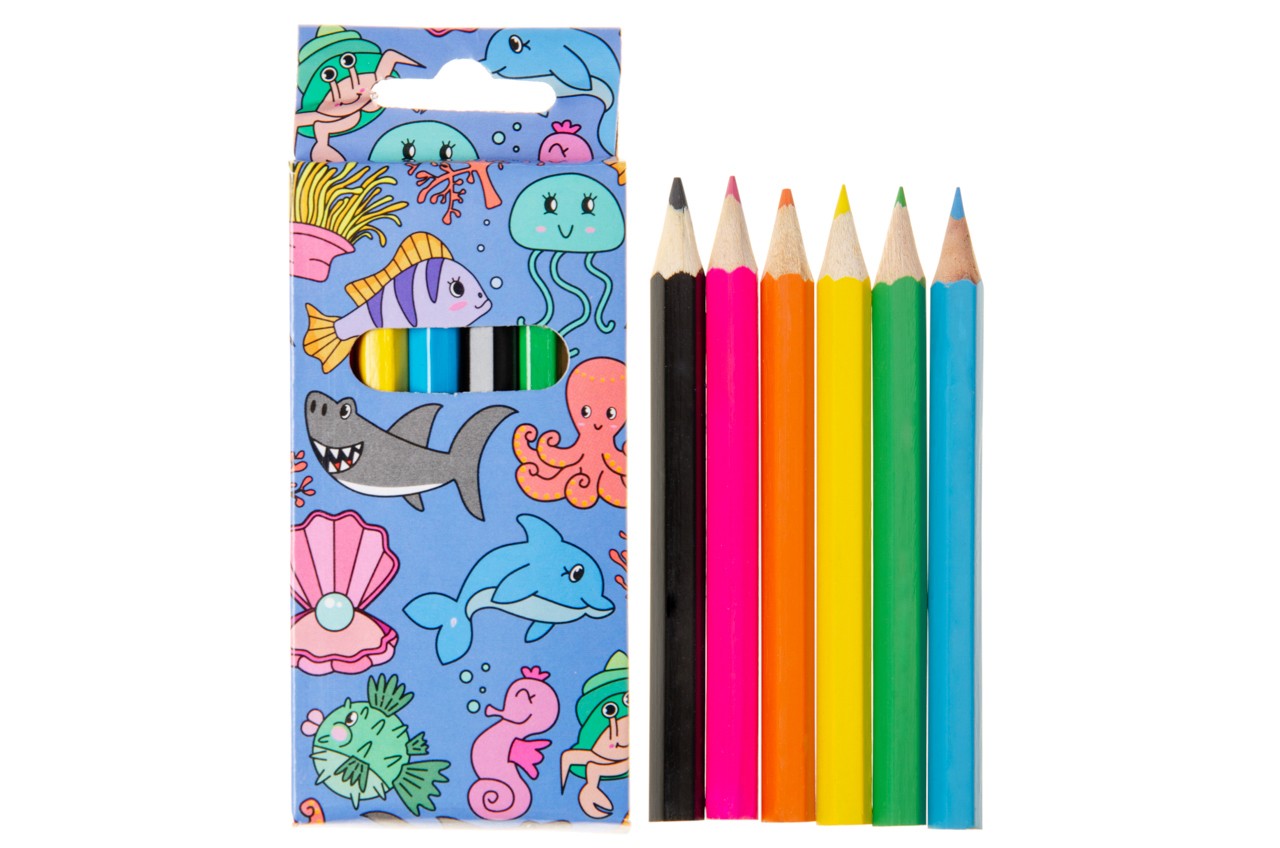6 Pieces Sea Animals Colored Pencils 9cm - Fun Party Bag Fillers Gifts