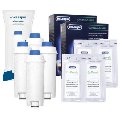 4x Wasserfilter Wessper für Delonghi DLS C002 und DeLonghi EcoDecalk 4x 100ml
