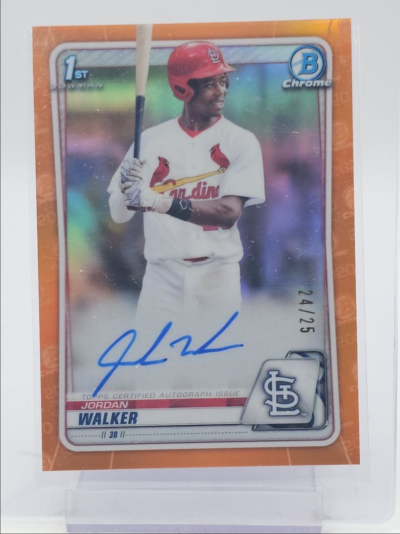 JORDAN WALKER 2020 BOWMAN CHROME DRAFT 1ST ORANGE AUTO /25 Q2754