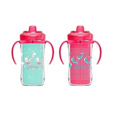 Insulated Sippy Cup with Handles Pink 10oz 2-Pack for Toddlers 12 Months Plus