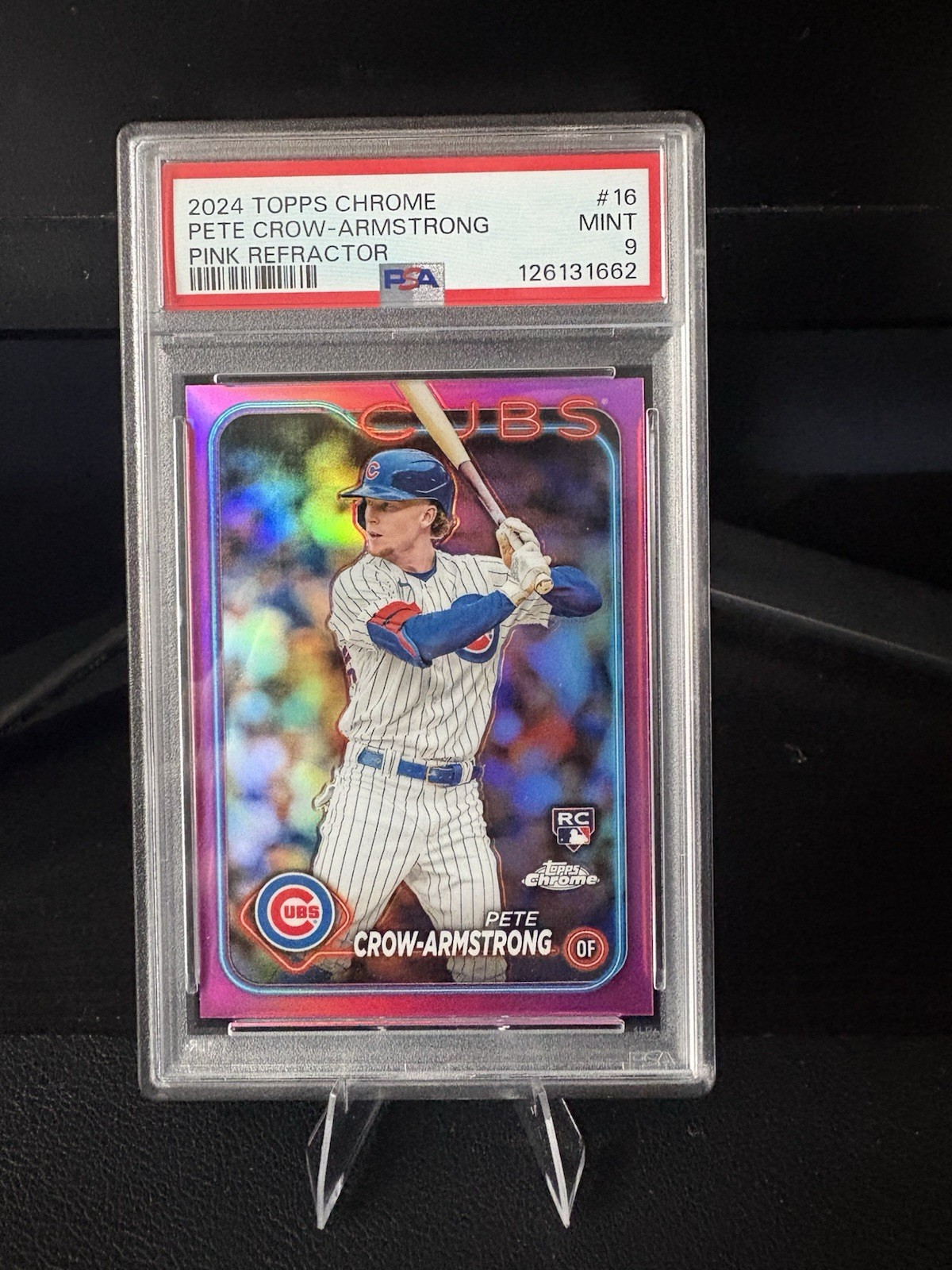 2024 Topps Chrome Pete Crow-Armstrong #16 Pink Refractor RC Chicago Cubs PSA 9