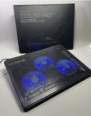 Gaming Laptop Cooler Fan Cooling Pad Riser Metal Stand Fits 12 - 17 inch Laptops - Image 1 of 4