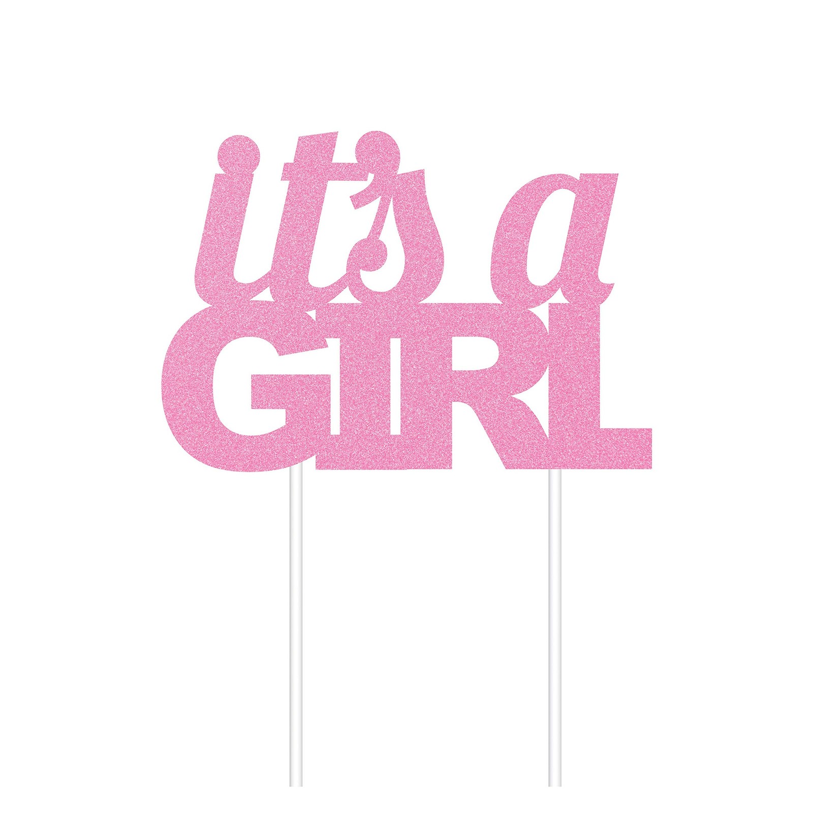 Creative Party PC335054 Girl Glitter Cake Topper-1 Pc Plastic Pink 1690₽