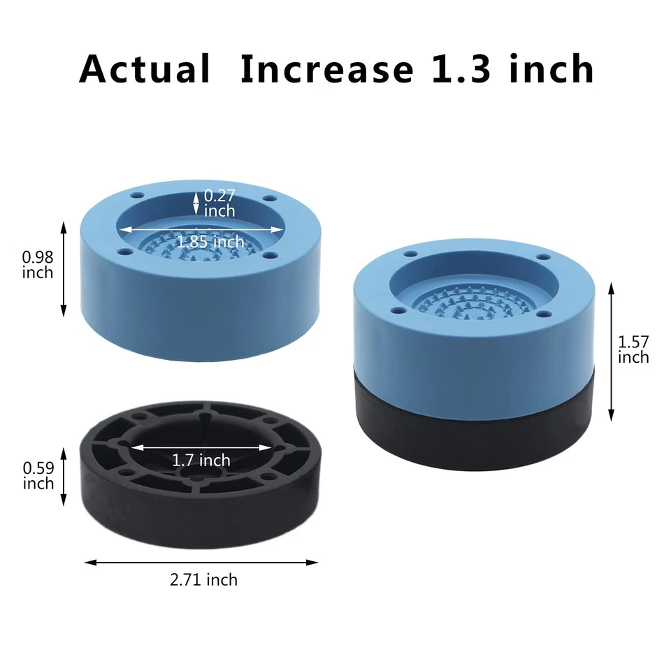 Risers redondos azuis para móveis de cama (conjunto de 4) elevadores ajustáveis de 1 polegada para quadro - Imagem 3 de 4