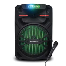 Portable 12 In. Bluetooth Party Speaker with Disco Lights Microphone Input, FM R
