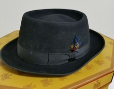 Antique Vintage Mallory Suede Bowler Top Hat Fur Felt Fedora Stetson Box