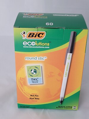 BIC Kugelschreiber ECOlutions Round Stic 1.0mm schwarz, 60er Set|Schreibwaren