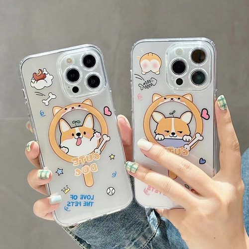 Süße Cartoon Corgi Hund Magnet Handyhülle für iPhone 11 12 13 14 15 16 Pro Max - Bild 9 von 16