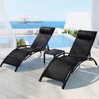 NNEDSZ Gardeon 3PC Sun Lounge Outdoor Lounger Steel Table Chairs Patio Furniture