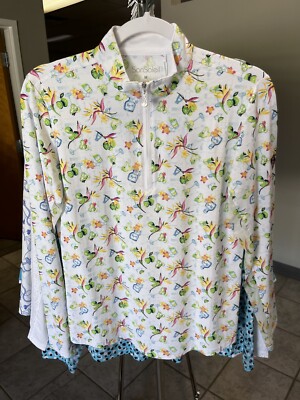 NWT WOMEN'S SAN SOLEIL PULLOVER, SIZE: M, COLOR: WHITE/MARGARITAVILLE (C417)