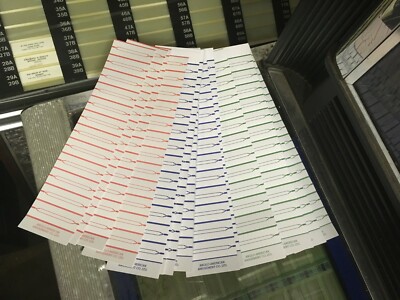 108 JUKE BOX BLANK TITLE STRIPS LABELS PERFORATED RED GREEN BLUE 45 RPM QUALITY