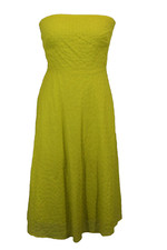 J CREW WOMEN'S COTTON DRESS SIZE 4 COLOR GREEN STRAPLESS TEXSTURED