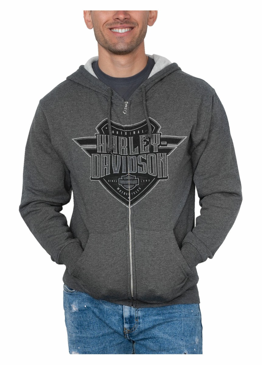 【SATIIIZ】Daen American Harley Hoodie Harley-Davidson Men's Sentinel H-D Zip-Up Cotton-Blend