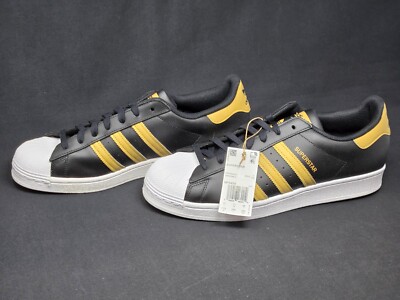 Adidas Originals Superstar Black Gold White Shoes Men's Size HP5498  NBY NEW